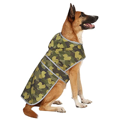 Hunderegenmantel für XL-Hunde, wasserdichter Hunde-Regenmantel mit Kapuze und Leinenloch, reflektierende Regenjacke für Hunde, Größe XL von HAPPIERE