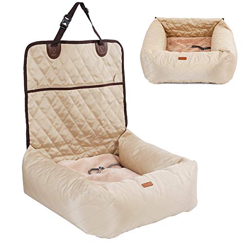 HAPPY HACHI Hundesitz Auto, Reise Sicherheit Hundebett Auto Rückbank mit waschbarem Bezug und Sicherheitsgurt, Pet Car Booster Seat 2 in 1 Hunde Autositz für Kleine mittelgroß Hunde von HAPPY HACHI