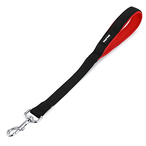 HAPPY HACHI 46CM Kurze Hundeleine mit Breitem, Stark Henkel Dick Nylon Gurtband Haustier-Trainingsleine mit gepolstertem Griff und Metallclip von HAPPY HACHI