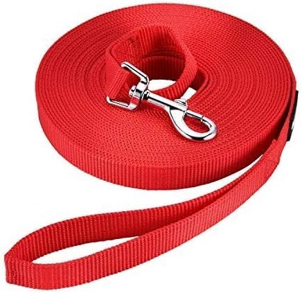 HAPPY HACHI Schleppleine für Hunde, 3m /5m /10m /15m /20m /33m Nylon Hundeleine mit Robuste & Wetterfeste, Trainingsleine mit D-Karabiner und Griffpolster für Große bis Kleine Hunde (20m, Red) von HAPPY HACHI