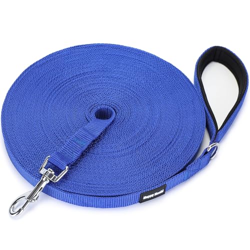 HAPPY HACHI Schleppleine für Hunde, 3m /5m /10m /15m /20m /25m /30m /33m Nylon Hundeleine mit Handschlaufe, Trainingsleine mit D-Karabiner für Große bis Kleine Hunde(25m,Blau) von HAPPY HACHI