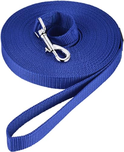 HAPPY HACHI Schleppleine für Hunde, 25m Schleppleine mit Gepolsterten Griff, Nylon Hundeleine mit Magischen Paste - Einfaches Sammeln, Robuste Trainingsleine für Große bis Kleine Hunde,Blau von HAPPY HACHI