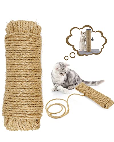 HAPPY HACHI 20m Sisalseil für Kratzbäume, Sisal Kratzbaum Ersatz Hanfseil Katzen Zubehör für Katzen Kratzbaum Kratzseil Haushalt Garten Deko, Haushalt, DIY, Dekoration, 6mm von HAPPY HACHI