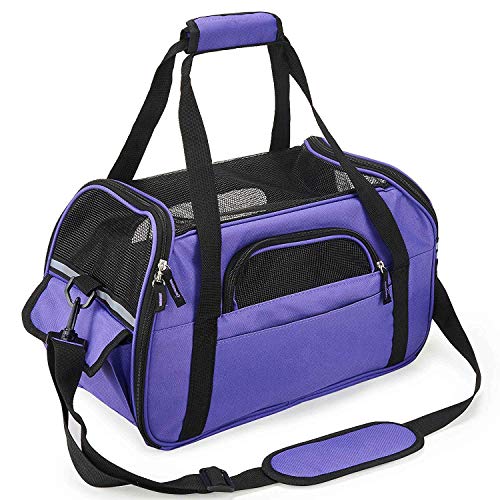 Petcomer Haustier Träger für Hunde & Katzen Breathable Comfort Fluggesellschaft zugelassen Travel Weiche Seiten Tasche für Haustiere Tasche Reise Trägerkäfig, Violett, S 40.6cmL × 20.3cmW × 29.2cmH von HAPPY HACHI