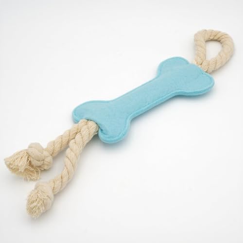 HAPPY JACKY Stoffspielzeug für Hunde in Knochenform mit Seil blau | Ideal für Kau- und Wurfspiele | Perfekt für kleine bis große Hunde von HAPPY JACKY