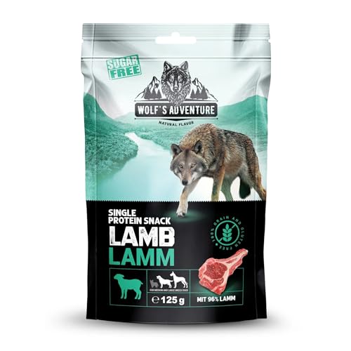 Wolf's Adventure Single Protein Snack 6x125g in Vier Wilden Geschmacksrichtungen Lamm pur von HAPPY JACKY