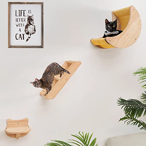 Cat Shelf for Wall Hammock Climbing Shelves and Perches Solid Wood Cat Steps for Activity Indoor Cats Wall Furniture 3pcs/Set von HAPYKITYS