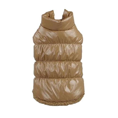 Einfarbige Daunenjacke Für Haustiere, Warme Winterkleidung Für Katzen Und Hunde, Wind- Und wasserdichte Outdoor-Haustierjacke Für Yorkshire Shih Tzu, Chihuahua, Mops,Kaffee,2XL von HAQEPO