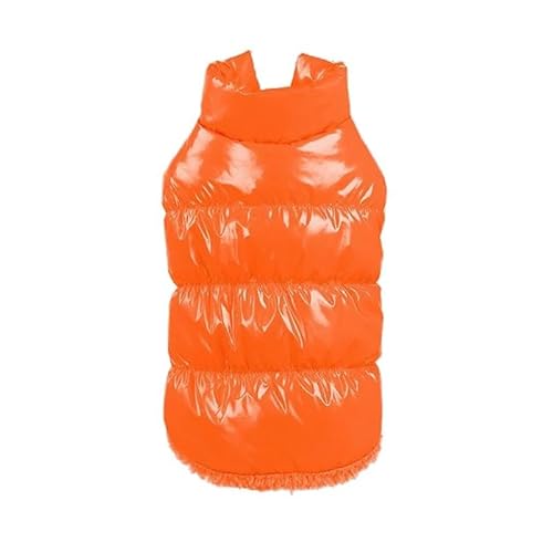 Einfarbige Daunenjacke Für Haustiere, Warme Winterkleidung Für Katzen Und Hunde, Wind- Und wasserdichte Outdoor-Haustierjacke Für Yorkshire Shih Tzu, Chihuahua, Mops,Orange,3XL von HAQEPO