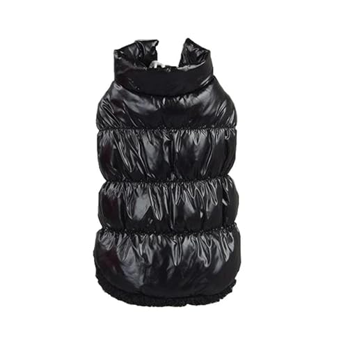 Einfarbige Daunenjacke Für Haustiere, Warme Winterkleidung Für Katzen Und Hunde, Wind- Und wasserdichte Outdoor-Haustierjacke Für Yorkshire Shih Tzu, Chihuahua, Mops,Schwarz,M von HAQEPO