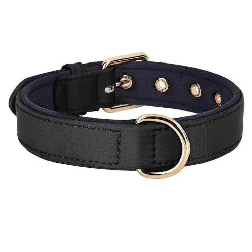 Einfarbiges Nylon-Hundehalsband, wasserdicht, gepolstert, atmungsaktiv, Haustierhalsband für Chihuahua, Mops, Schnauzer, Labrador, Französische Bulldogge, D, M Einfarbiges Nylon-Hundehalsband, wasserdicht, gepolstert, atmungsaktiv, Haustierhalsband für Chihuahua, Mops, Schnauzer, Labrador, Französische Bulldogge, D, M von YHTAKF