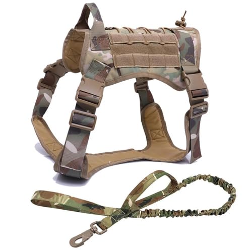 Militärisches Taktisches Hundegeschirr Und Leine-Set, Haustiertraining, Camping, Jagdgeschirr, Weste, Verstellbares Nylon-Hundegeschirr Und Leine-Set Für Kleine Bis Mittelgroße Hunde,B,L von HAQEPO