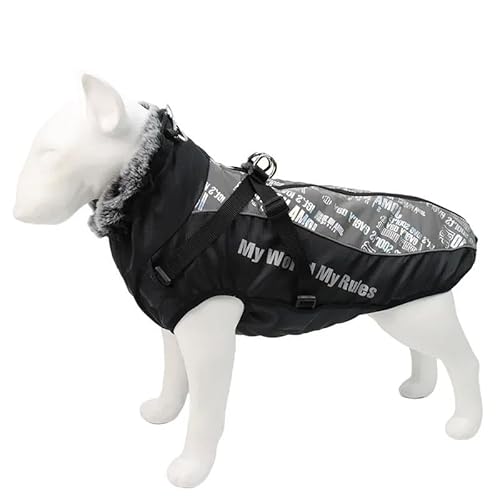 Outdoor wasserdichte Reflektierende Große Hundejacke, Kleidung, Winter, Warmer Hundemantel Mit Brustgeschirr, Pelzkragen, Warme Haustierkleidung, Labrador, Französische Bulldogge, Deutscher Schäf von HAQEPO