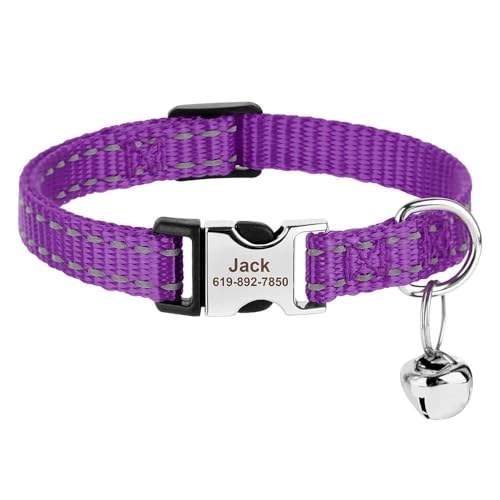Reflektierendes Nylon-Katzen- und Hundehalsband, verstellbar, Anti-Verlust-Halsband für kleine Hunde und Katzen, mit Glöckchen, für Chihuahua, Mops, A, S, 18–28 cm Reflektierendes Nylon-Katzen- und Hundehalsband, verstellbar, Anti-Verlust-Halsband für kleine Hunde und Katzen, mit Glöckchen, für Chihuahua, Mops, A, S, 18–28 cm von YHTAKF