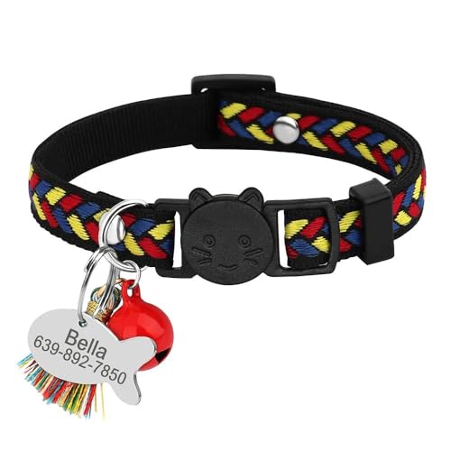 Safe Separation Halsband für kleine Hunde und Katzen, Nylon, personalisierbar, mit Gravur, Namensschild, Halsband mit Glocke für Mops, Chihuahua, D, S, 18–28 cm Safe Separation Halsband für kleine Hunde und Katzen, Nylon, personalisierbar, mit Gravur, Namensschild, Halsband mit Glocke für Mops, Chihuahua, D, S, 18–28 cm von YHTAKF