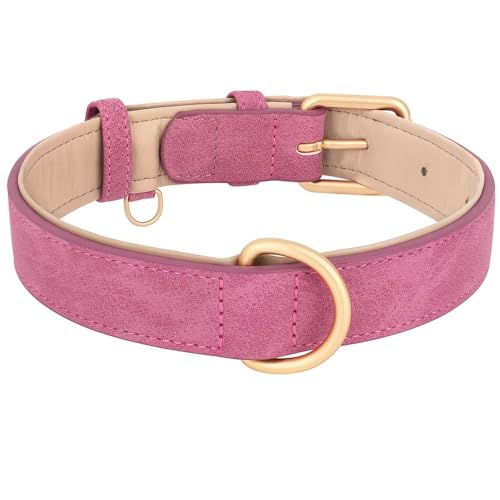 Verstellbares, einfarbiges Hundehalsband, Wildleder, weiches Leder, gepolstert, für Französische Bulldogge, Chihuahua, Mops, Labrador, A, M Verstellbares, einfarbiges Hundehalsband, Wildleder, weiches Leder, gepolstert, für Französische Bulldogge, Chihuahua, Mops, Labrador, A, M von YHTAKF