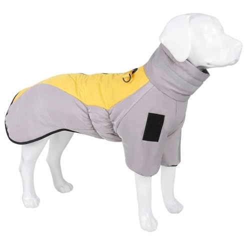 Warme Hundejacke Für Herbst Und Winter, Outdoor, Winddicht, Wasserdicht, Mittelgroße Und Große Hundejacke, Labrador, Golden Retriever, Weste, Kleidung, Arbeitskleidung,Gelb,6XL von HAQEPO