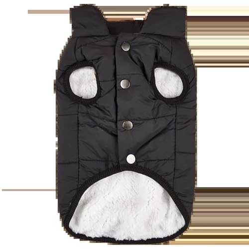 Warme Katzen- Und Hundekleidung Für Herbst Und Winter, Weiche Und Bequeme Fleece-Haustierweste, Jacke, Wasserdichter, Winddichter Outdoor-Mantel, Geeignet Für Chihuahua, Mops,Schwarz,XS von HAQEPO