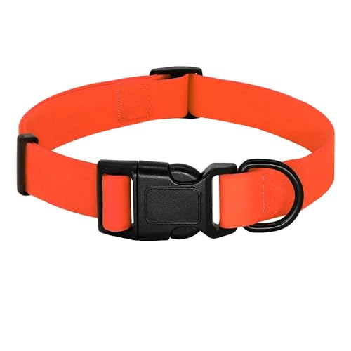 Wasserdichtes Hundehalsband für den Außenbereich, weiches und bequemes PVC, leicht zu reinigen, Katzen- und Hundehalsband für Chihuahua, Mops, Labrador, Orange, Größe M von HAQEPO