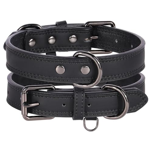 Weiches und bequemes Hundehalsband aus echtem Leder, verstellbar, für Deutscher Schäferhund, Labrador, Französische Bulldogge, Braun, Schwarz, Größe S Weiches und bequemes Hundehalsband aus echtem Leder, verstellbar, für Deutscher Schäferhund, Labrador, Französische Bulldogge, Braun, Schwarz, Größe S von YHTAKF