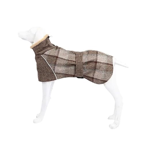 Winterwarme Fleece-Jacke Für Große Hunde, Kleidung, Modische Haustierjacke Mit Karomuster Und Gürtel, Geeignet Für Mittelgroße Und Große Hunde, Deutscher Schäferhund, Französische Bulldogge, Wind von HAQEPO