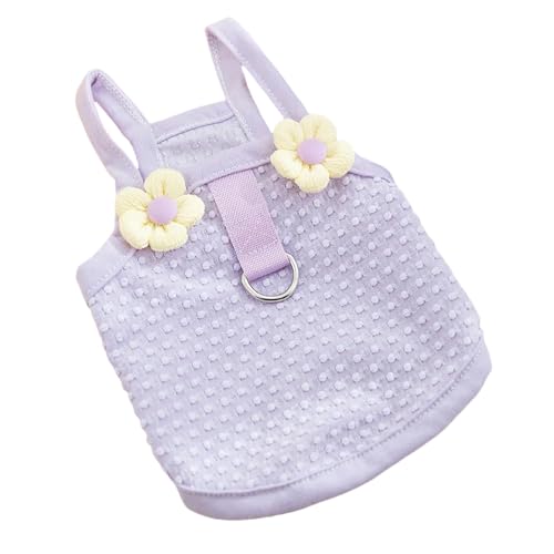 HARBINGG Hundepullover Hundekleider Für Kleine Hunde Mädchen Sommer Prinzessin Kleid Nette Blumen Gedruckt Hund Sundress Weiche Baumwolle Kleidung-Lila-M von HARBINGG