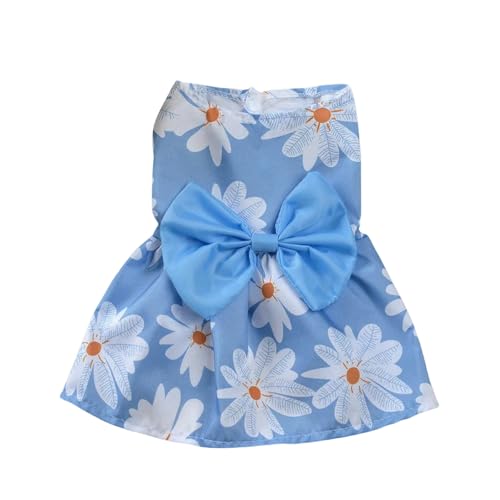 HARBINGG Hundepullover Pet Supplies Kleine Hund Blume Prinzessin Kleid Kitty Teddy Haustier Kleidung Netter Hund Rock Sommer Dünn-Blau-L von HARBINGG