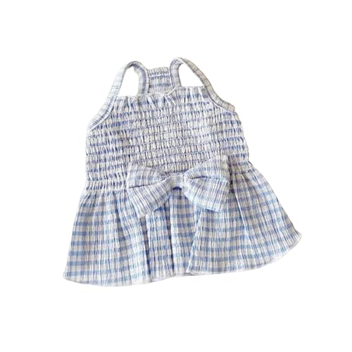 HARBINGG Hundepullover Prinzessin Stil Hundekleider Pet Plaid Kleid Für Kleine Mittlere Hund Sommer Welpen Kleidung Nett-Blau-S von HARBINGG