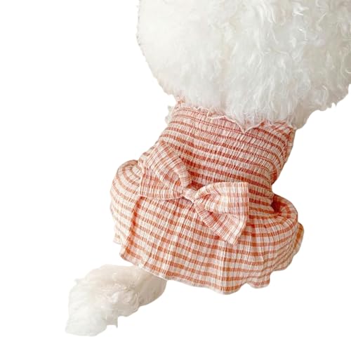 HARBINGG Hundepullover Prinzessin Stil Hundekleider Pet Plaid Kleid Für Kleine Mittlere Hund Sommer Welpen Kleidung Nett-Rosa-L von HARBINGG