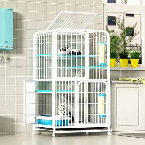 4-stöckiger Katzenkäfig, Großes Katzengehege auf Rädern, Katzenkäfig Condo Indoor-Laufstall, DIY-Laufstall for Haustierkäfige, Ideal for Katzen und andere kleine Tiere(White,78 * 55 * 137cm) von HARELA