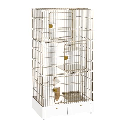 Katzenkäfig für Draußen 3-stöckig Katzengehege, luxuriöses Multifunktion Katzenhaus mit Rädern, DIY-Katzenlaufstall Catio, Zaun für 1–3 Katzen(White) von HARELA