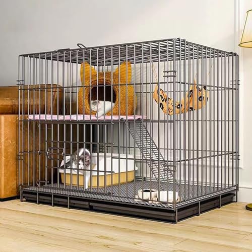 Katzenkäfig für Draußen katzengehege, Faltbar Katzenkäfig mit dichtem Metalldraht, Ausziehbares Tablett, Ideal für Katzen und andere kleine Tiere von HARELA