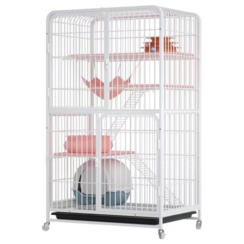 Katzenkäfig mit 4 Ebenen katzengehege, Großes Katzengehege auf Rädern und ausziehbarem Tablett, Outdoor-Katzenhaus, Ideal für Katzen und andere kleine Tiere von HARELA