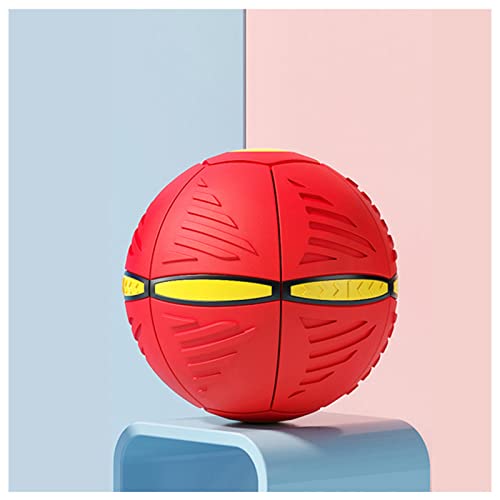 HARIPYER Fliegende Untertasse Als Haustierspielzeug, Fliegender UFO-Ball Mit Blinkenden Lichtern, Haustierspielzeug, Interaktives Hundespielzeug, Lila – 1 Stück/Red-1Pc von HARIPYER