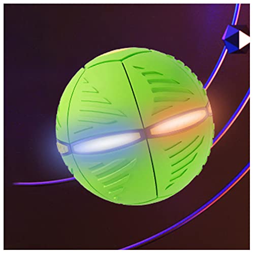 HARIPYER Fliegende Untertassen-Hundespielzeug, UFO-Flugball Mit Blinkenden Lichtern, Flugscheiben Für Haustiere, Flugscheibe Verwandelt Sich In Einen Ball, 2 Stück/Green-1Pc von HARIPYER