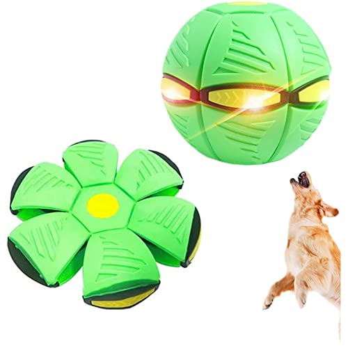 HARIPYER Fliegender Untertassenball, Hundeball Aus Gummi Mit Blinkenden Lichtern, Hundespielzeug Für Große Hunde, Interaktives Hundespielzeug, 4 Stück/Green-1Pc von HARIPYER