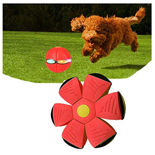 HARIPYER Fliegender Untertassenball Für Hunde, UFO-Fliegender Ball, Langlebiges Spielzeug, Hundespielzeug Für Drinnen, Fliegender Ball Für Den Garten Draußen, Blau – 1 Stück/Red-1Pc von HARIPYER