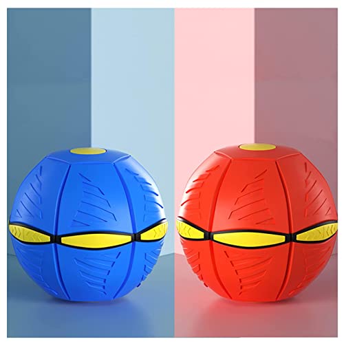 HARIPYER Haustier-Fliegender Untertassenball, UFO-Spielzeug, Fliegender Ball Mit Blinkenden Lichtern, Hundefrisbee, Kreativer Dekompressionsball, Haustierspielzeug Für Draußen, Rot – 1 Stück/2Pcs von HARIPYER