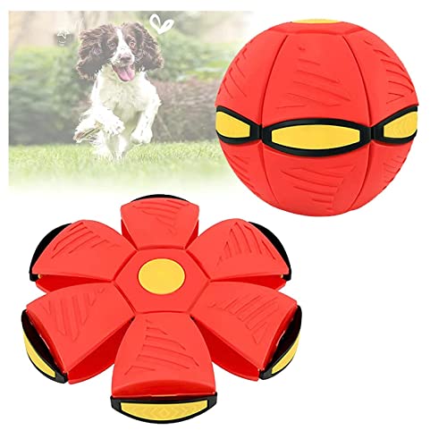 HARIPYER Magischer Deformationsball, Fliegende Untertassenspielzeug, Kann Wiederholt Zertrampelt Werden, Gummiball Für Hunde, Interaktives Hundespielzeug, Grün – 1 Stück/Red-1Pc von HARIPYER