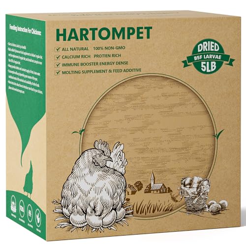 HARTOMPET 2,3 kg gentechnikfreie getrocknete schwarze Soldatenfliegenlarven, überlegener Calcium-Boost für Hühner, besser als getrocknete Mehlwürmer, Geflügelfutter, ideal zum Häuten und Legen von Hennenn, Wildvögeln, Enten | Top Grade BSF von HARTOMPET