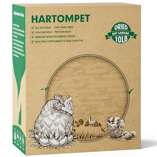 HARTOMPET 4,5 kg gentechnikfreie schwarze Soldatenfliegenlarven, überlegener Kalziumschub für Hühner, besser als getrocknete Mehlwürmer, Geflügelfutter, ideal für Häutung und Legehennen, Wildvögel, von HARTOMPET