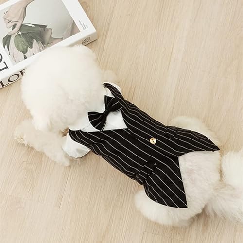 Hundehemd Welpenkleidung Hund, stilvolle Anzug Fliege Kostüm, Haustier Hochzeit Anzug Formal Smoking mit schwarzer Fliege, Hochzeit Kleidung Dress Up Cosplay Prinz Kostüm Gentleman Bekleidung von HATNOKIL