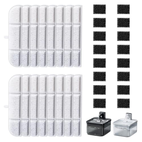 16 Packungen Ersatzfilter, kompatibel mit Downy Paws Katzen-Wasserbrunnen – Dreifach-Filtrationsfilter für DownyPaws 2,5 l kabelloser Haustierbrunnen DPWFP6 (16 Filter und 16 Schwämme) von HAVANSIDY