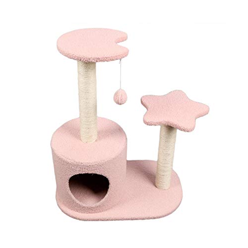 Kratzbaum Klein, Kratzbaum Cat Tower Stern Mond Wolke Cat Klettergerüst Rosa Sisal Katzenspielzeug Nette Katze Wurf Katze Scratcher Katze Springen Plattform (Size : A) von HAVERN