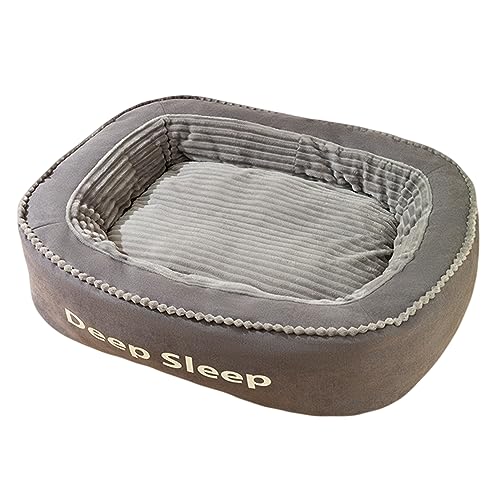 HAZARA Haustierbett, Großer Hundebett, Orthopädisches Hundekissen Flauschig Winterwarme Matte Waschbar Hundesofa,Grau,75 * 60 * 19cm von HAZARA