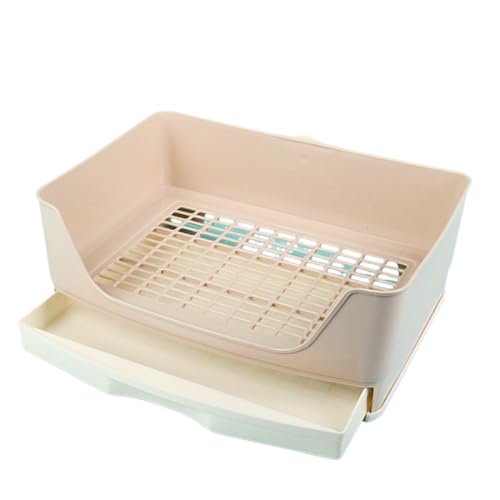 HAZARA Kaninchen Schublade Gehäuse Wurfbox, Haushalt Wurfbox Kaninchen Trainer Waste Tray, große Größe Pet Potty Toilette spritzwassergeschützt Urinal für Hamster-beige von HAZARA