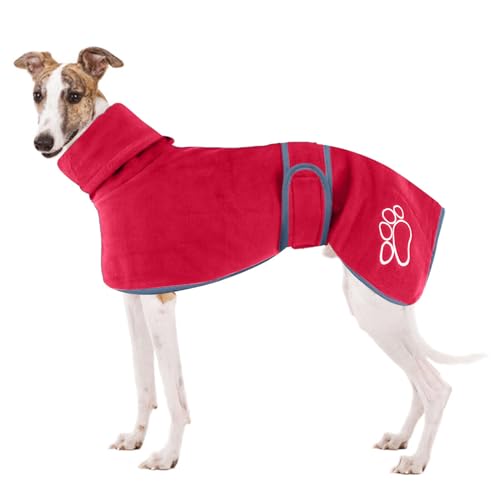 Greyhound Fleecemantel, Whippet Mäntel, Lurcher Gemütlicher Fleecepullover, Whippetpullover, Windhund-Wintermantel, Hundejacke Mantel mit warmem Fleecefutter und verstellbaren Bändern für Salukis (S, von HBJSP