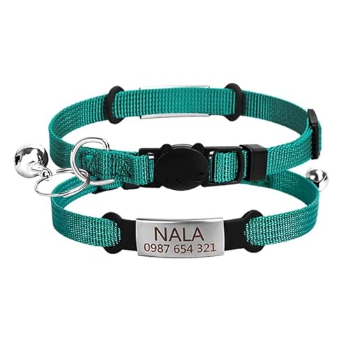 Bell Pet Supplies Personalisiertes graviertes Katzenhalsband Kätzchenhalsband Kätzchenbedarf Kätzchenhalsband(Green) von HBJzxlOK