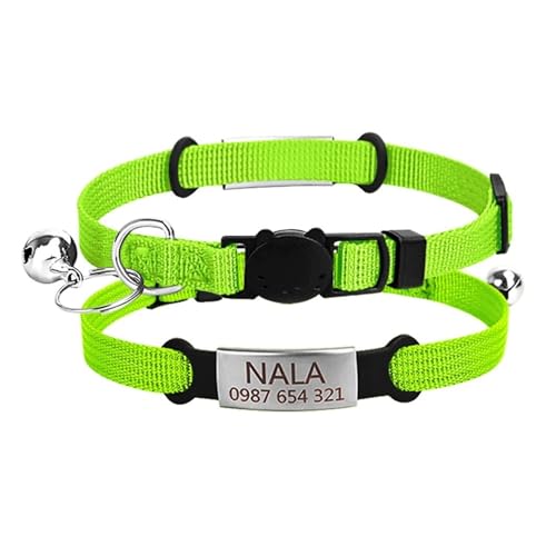 Bell Pet Supplies Personalisiertes graviertes Katzenhalsband Kätzchenhalsband Kätzchenbedarf Kätzchenhalsband(LightGreen) von HBJzxlOK