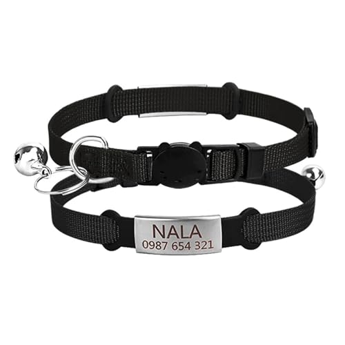 Bell Pet Supplies Personalisiertes graviertes Katzenhalsband Kätzchenhalsband Kätzchenbedarf Kätzchenhalsband(Noir) von HBJzxlOK